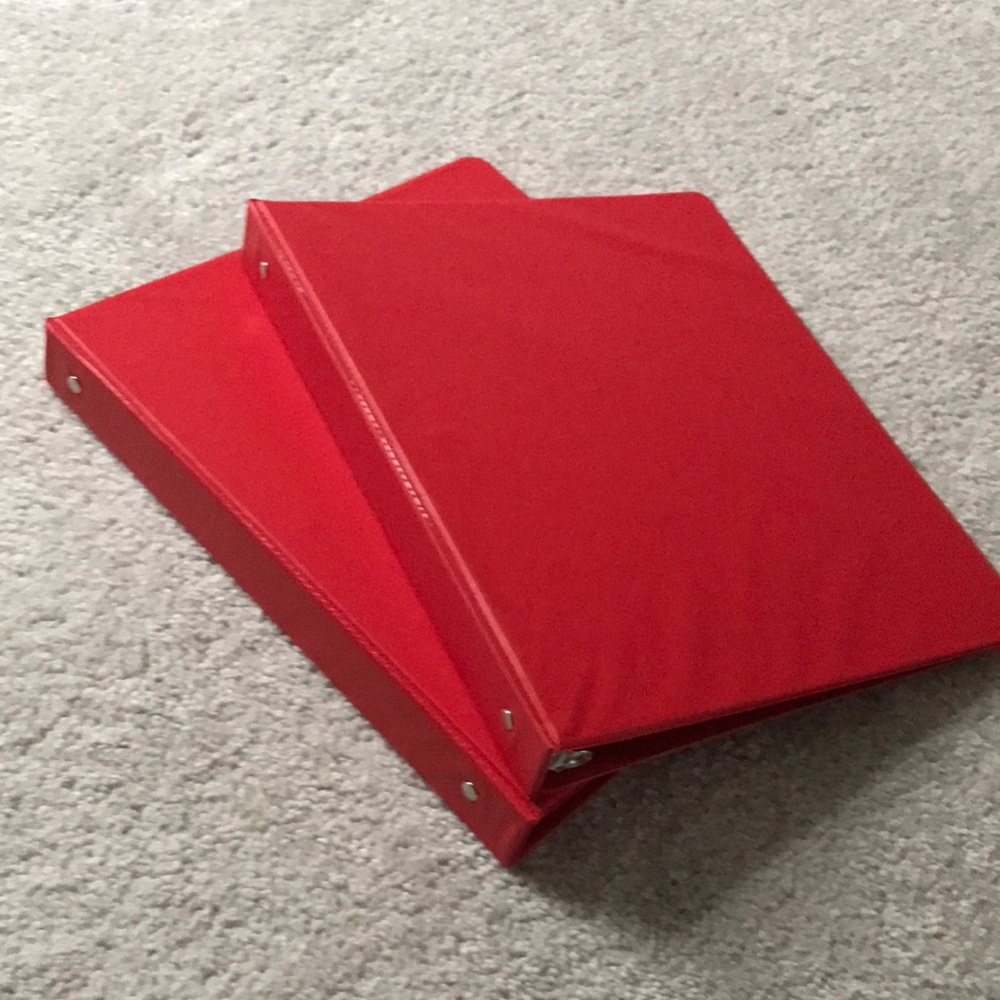 Two Red One Inch 3 Ring Binders